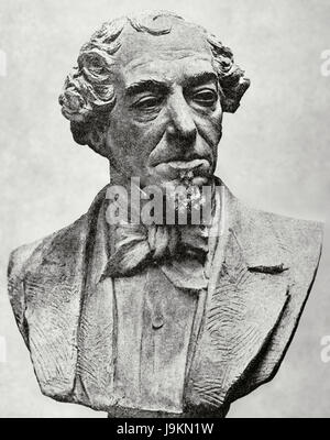 Benjamin Disraeli (1804-1881). 1er comte de Beaconsfield. Politicien et écrivain britannique. Il a été Premier Ministre du Royaume-Uni à deux reprises. Portrait. La gravure. 'La Ilustracion Iberica', 1881. Banque D'Images