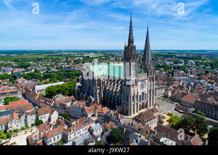 En France, en Eure-et-Loir (28), Chartres, Cathédrale Notre-Dame de Chartres, classée au Patrimoine Mondial de l'UNESCO//en France, en Eure et Loir, Chartres, Notr Banque D'Images