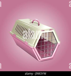 Transporteur de chat. Cage chat beige et rose Illustration de Vecteur