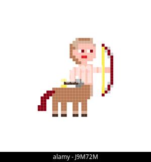 Application couleurs pixel art , toy Centaur, l'homme - cheval avec bow, Sagittaire, style minecraft Illustration de Vecteur