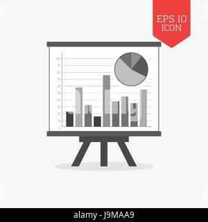 Icône de graphique avec tableau blanc, concept statistique. Télévision couleur gris design symbole. Navigation web l'interface utilisateur moderne, signe. Élément d'illustration Illustration de Vecteur