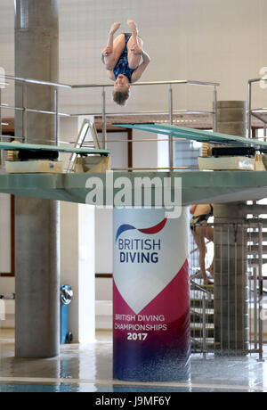 Callie Eaglestone dans le tremplin 3m Femmes lors de la ronde préliminaire aux championnats de la plongée sous-marine à la Royal Commonwealth Pool, Édimbourg. Banque D'Images