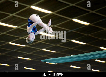 Callie Eaglestone dans le tremplin 3m Femmes lors de la ronde préliminaire aux championnats de la plongée sous-marine à la Royal Commonwealth Pool, Édimbourg. ASSOCIATION DE PRESSE Photo. Photo date : vendredi 2 juin 2017. Voir l'activité de plongée histoire d'Édimbourg. Crédit photo doit se lire : Jane Barlow/PA Wire. Banque D'Images