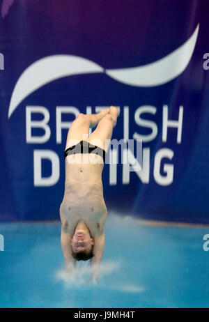 Noel Williams dans l'épreuve du 10m au cours de la ronde préliminaire aux championnats de la plongée sous-marine à la Royal Commonwealth Pool, Édimbourg. Banque D'Images