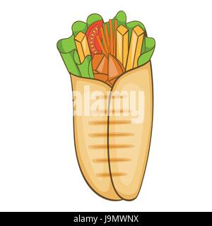 L'icône de Shawarma, cartoon style Illustration de Vecteur