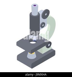 L'icône de microscope, style 3D isométrique Illustration de Vecteur