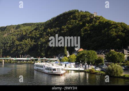 Mosel, ruine, rivière, l'eau, château, Château, trot, Rhénanie-Palatinat, forêt, Banque D'Images