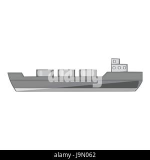 Navire cargo transporte, icône style monochrome gris Illustration de Vecteur