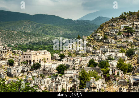 La ville fantôme 'Turc' village de Kayakoy, Turquie. Banque D'Images