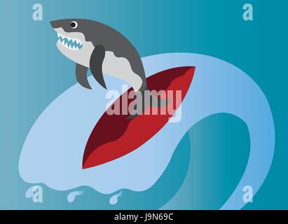 Un requin surf les vagues Illustration de Vecteur