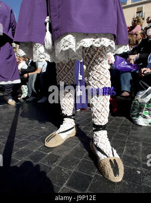 L'Espagne, Murcia, procession de pâques,participante de folklore,costume national,medium close-up,détail, Banque D'Images