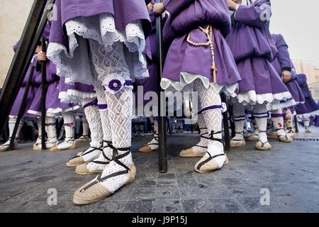 L'Espagne, Murcia, procession de pâques,participante de folklore,costume national,medium close-up,détail, Banque D'Images