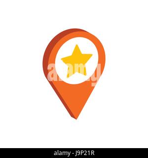 Pointeur de carte avec Star. L'icône ou le logo de l'isométrique à plat. Style 3D les pictogrammes pour la conception Web, interface utilisateur, application pour mobile, l'Infographie. Vector Illustration sur whit Illustration de Vecteur