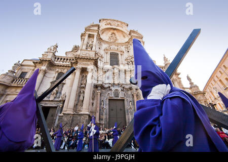 L'Espagne, Murcia, procession de pâques,cathédrale, Banque D'Images