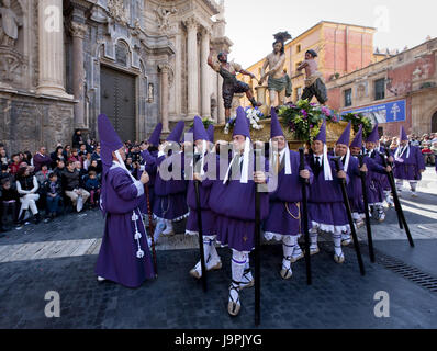 L'Espagne, Murcia, procession de pâques,personnages,participant,transporter, Banque D'Images