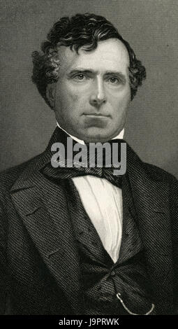 C Antique1860 gravure, Franklin Pierce. Franklin Pierce (1804-1869) a été le 14e président des États-Unis (1853Ð57). SOURCE : gravure originale. Banque D'Images