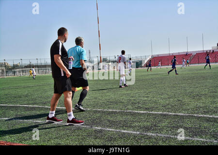 Gibraltar. 06Th Juin, 2017. L'équipe nationale de Gibraltar a joué contre une équipe nationale des moins de 21 ans en préparation pour les prochaines rencontres internationales pour les deux parties. Le match a eu lieu au Victoria Stadium à Gibraltar avant leur départ pour Porto, Portugal la semaine prochaine pour jouer à Chypre. Les moins de 21 ans jouer Autriche Crédit : Stephen Ignacio/Alamy Live News Banque D'Images