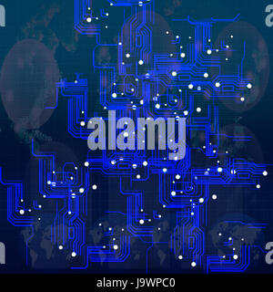 La technologie électronique moderne du circuit sur la carte du monde pour l'utilisation d'arrière-plan de la technologie Banque D'Images