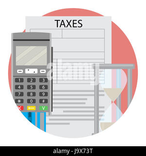 Temps L'icône de payer des impôts. Signe de préparation des icônes. Vector illustration Banque D'Images