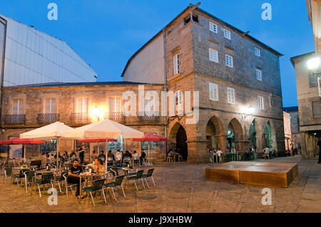 Terrasse du bar de nuit, la NOIA, province de La Corogne, une région de Galice, Espagne, Europe Banque D'Images