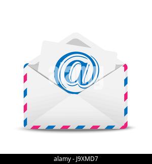 L'air enveloppe ouverte avec l'icône de lettre électronique intérieurement, vector illustration Illustration de Vecteur