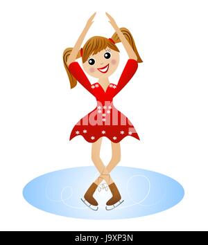 Merry girl va faire un tout en belle robe sur skate, vector illustration Illustration de Vecteur