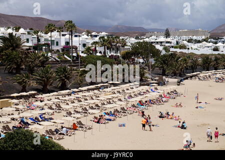 Playa las Cucharas, Costa Teguise, Lanzarote, Espagne Banque D'Images