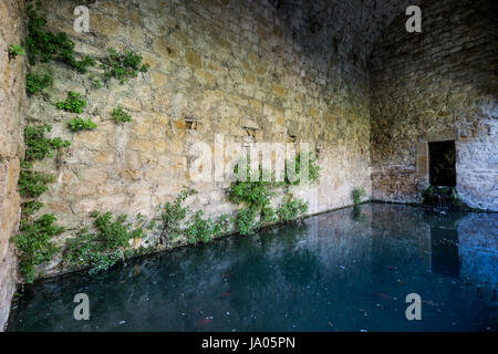 VOLTERRA, TOSCANE - Mai 21, 2017 - La porte et la source de San Felice Banque D'Images