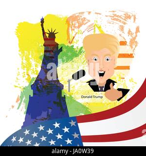 Donald Trump, président des États-Unis et de l'Independence Day. Illustration pour votre conception. Vecteur. Le président dans le contexte de l'Americ Illustration de Vecteur