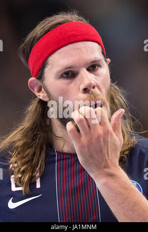 Cologne, Allemagne. 4 juin, 2017. Mikkel Hansen de Paris lors de la finale de la Ligue des Champions quatre match de hand entre Paris Saint Germain et le Vardar Skopje à la Lanxess-Arena à Cologne, Allemagne, 4 juin 2017. Photo : Marius Becker/dpa/Alamy Live News Banque D'Images