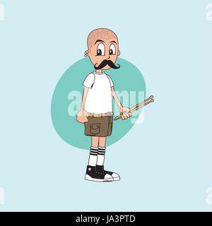 Personnage masculin drummer music band thème vector art illustration Illustration de Vecteur