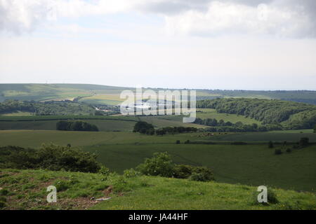 Une vue aérienne de Brighton et Hove Albion Football Club Stade de Genève à l'Amex sur la South Downs Way Banque D'Images