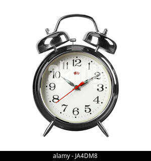 Vintage Réveil - Ancienne rétro réveil sur un fond blanc. Isolé Banque D'Images