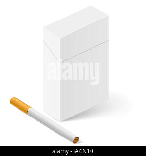 Fermé le paquet de cigarettes. Illustration on white Banque D'Images