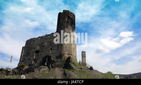 Visites, Moselle, ruine, emblème, chateau, château, tour, hill, vieille ville, Banque D'Images