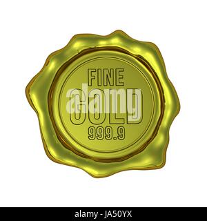 Golden, sceau, timbre, l'or, pureté, amende, isolé, blanc, européen, de race blanche, Banque D'Images