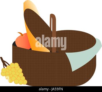 Panier à pique-nique sac de nourriture vector illustration. Illustration de Vecteur