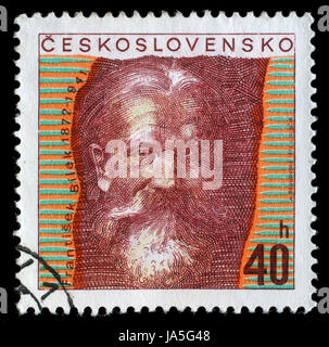 La Tchécoslovaquie - circa 1972 : timbres par la Tchécoslovaquie, spectacles Frantisek Bilek, sculpteur, vers 1972 Banque D'Images