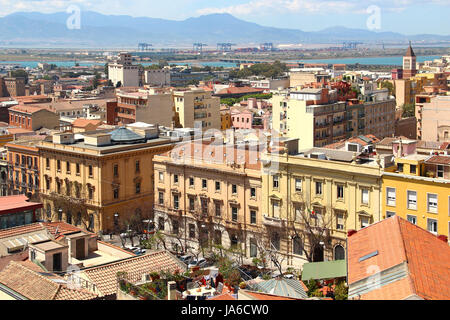 La ville de Cagliari, Sardaigne, Italie Banque D'Images