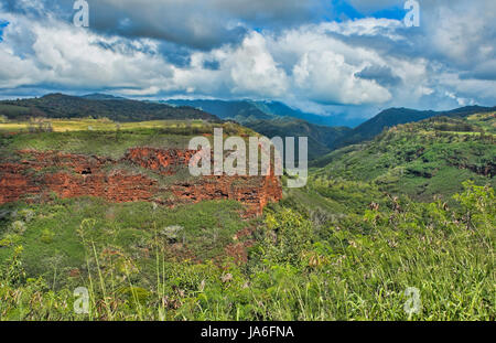 Kauai Hawaii Waimea Canyon State Park pittoresques falaises rouges du canyon ci-dessus Banque D'Images