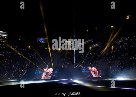 Madrid, Espagne. 4 juin, 2017. Stade Santiago Bernabeu du Real Madrid lors de la célébration du 12ème titre de la Ligue des Champions à Madrid, Espagne. Credit : Marcos del Mazo/Alamy Live News Banque D'Images