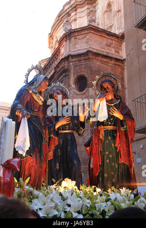 La Sicile, vieille ville de Trapani, le Vendredi Saint La Procession Mystère Processione dei Misteri, Procession avec les mystères, scènes de la Passion du Christ Banque D'Images