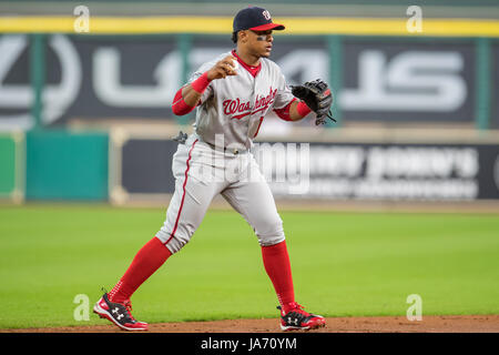 23 août 2017 : Washington Nationals shortstop Wilmer Le Difo (1) pendant un match entre les Astros de Houston et les Nationals de Washington au Minute Maid Park de Houston, TX. Les Astros a gagné le match 6-1...Trask Smith/CSM Banque D'Images