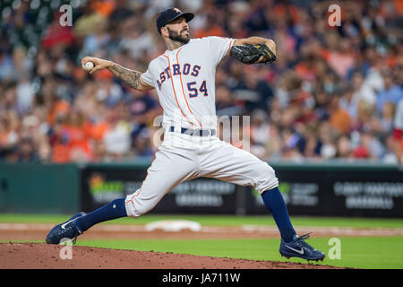 23 août 2017 : Astros de Houston le lanceur partant Mike Flers (54) emplacements pendant un match entre les Astros de Houston et les Nationals de Washington au Minute Maid Park de Houston, TX. Les Astros a gagné le match 6-1...Trask Smith/CSM Banque D'Images