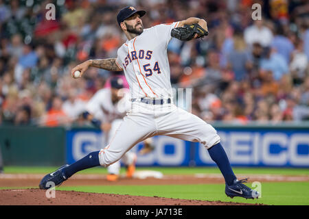 23 août 2017 : Astros de Houston le lanceur partant Mike Flers (54) emplacements pendant un match entre les Astros de Houston et les Nationals de Washington au Minute Maid Park de Houston, TX. Les Astros a gagné le match 6-1...Trask Smith/CSM Banque D'Images