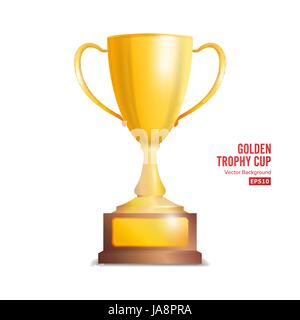 Golden Trophy Cup. Isolé sur fond blanc Vector Illustration. Illustration de Vecteur