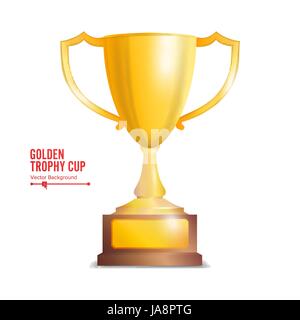 Golden Trophy Cup. Isolé sur fond blanc Vector Illustration. Illustration de Vecteur