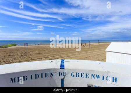 France, Calvados, Villers sur Mer, l'emplacement du méridien de Greenwich (méridien) Banque D'Images