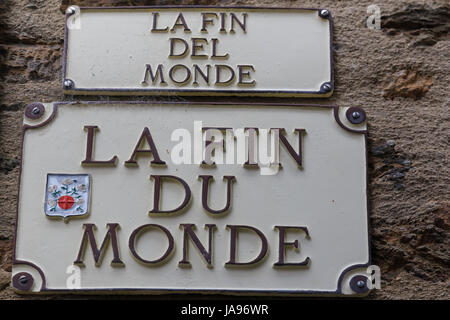 La France, Cantal, Montsalvy, impasse street sign Banque D'Images