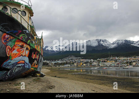 Port d'Ushuaia, Tierra del Fuego, Argentine. Banque D'Images